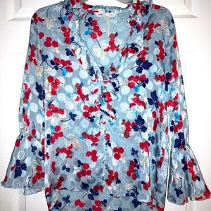 Zara Floral Top with bell sleeves
